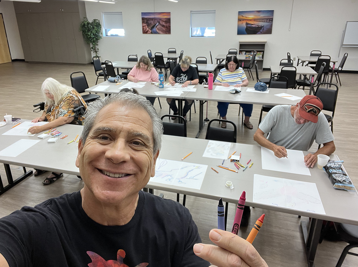 Joe Ray teaching an art class