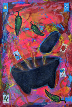<span class="jr-art-title">El MOLCAJETE DEL CARNAVAL</span><span class="jr-art-detail">(The Molcajete of the Carnival) · Mixed Media, Collage on paper · 15” x 22” · $1,600</span><a class="jr-art-inquire" href="mailto:joe@joeray.com?subject=Interested%20in%20%22El%20MOLCAJETE%20DEL%20CARNAVAL%22">Inquire to Purchase</a> El MOLCAJETE DEL CARNAVAL by Joe Ray