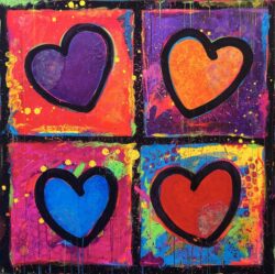 <span class="jr-art-title">FOUR CHAMBERS</span><span class="jr-art-detail">Acrylic & Glitter on Canvas · 48” x 48” · $4,000</span><a class="jr-art-inquire" href="mailto:joe@joeray.com?subject=Interested%20in%20%22FOUR%20CHAMBERS%22">Inquire to Purchase</a> FOUR CHAMBERS by Joe Ray
