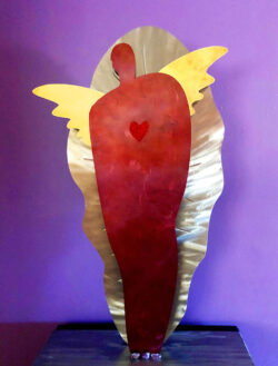 <span class="jr-art-title">ANGELIC HEALER (LARGE RED)</span><span class="jr-art-detail">Painted Steel w/ Brass Wings, Amethyst Stones · 36” Tall · $2,000</span><a class="jr-art-inquire" href="mailto:joe@joeray.com?subject=Interested%20in%20%22ANGELIC%20HEALER%20%28LARGE%20RED%29%22">Inquire to Purchase</a> ANGELIC HEALER (LARGE RED) by Joe Ray