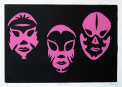 <span class="jr-art-title">TRES MASCARAS</span><span class="jr-art-detail">Monosilkscreen · 30” x 22” · $500</span><a class="jr-art-inquire" href="mailto:joe@joeray.com?subject=Interested%20in%20%22TRES%20MASCARAS%22">Inquire to Purchase</a> TRES MASCARAS by Joe Ray