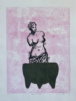 <span class="jr-art-title">VENUS DEL MOLCAJETE</span><span class="jr-art-detail">Monoprint on paper · 22” x 30” - framed: 26” x 34” · $1,000</span><a class="jr-art-inquire" href="mailto:joe@joeray.com?subject=Interested%20in%20%22VENUS%20DEL%20MOLCAJETE%22">Inquire to Purchase</a> VENUS DEL MOLCAJETE by Joe Ray